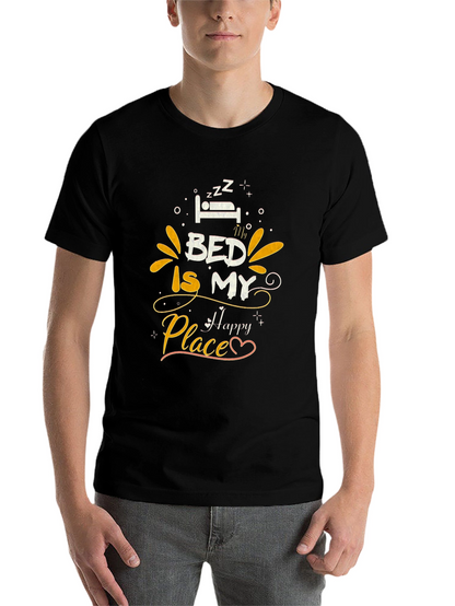 Bed Is My Happy Place Graphic Tee - Black