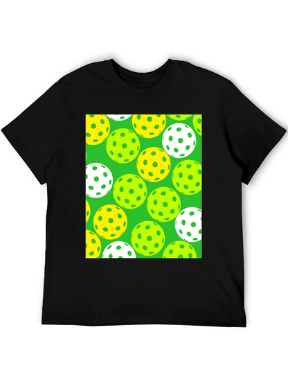 Pickleball Balls Patterned Black T-Shirt