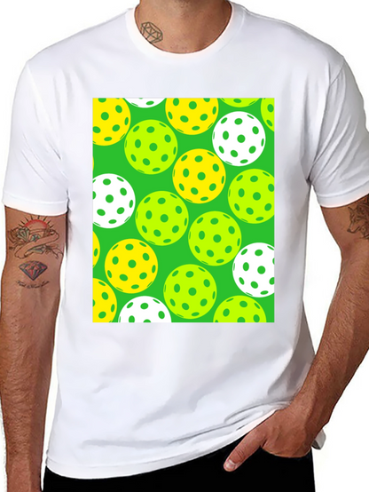 Pickleball Balls Patterned Black T-Shirt