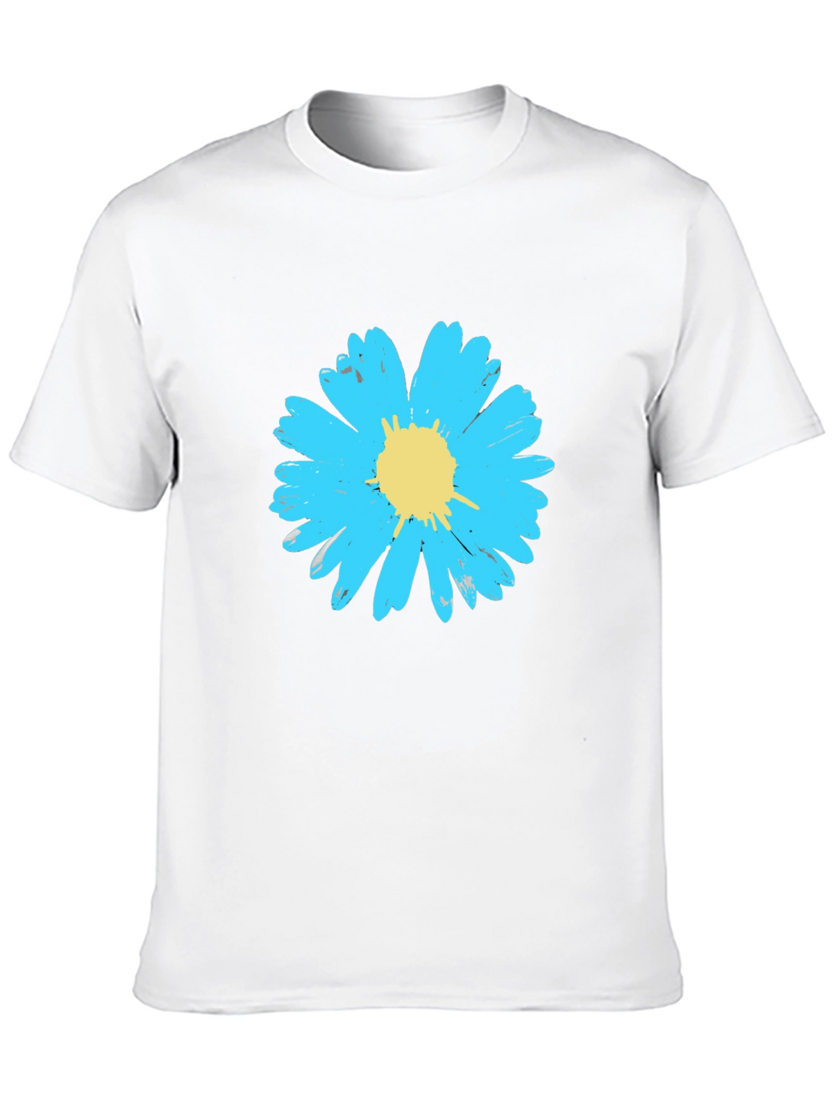 Blue Daisy Graphic Tee - Stylish Mens Black T-Shirt