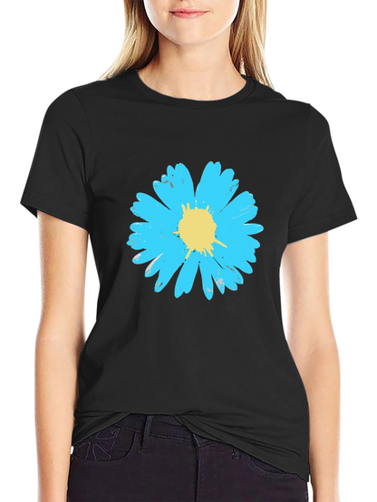 Blue Daisy Graphic Tee - Stylish Mens Black T-Shirt