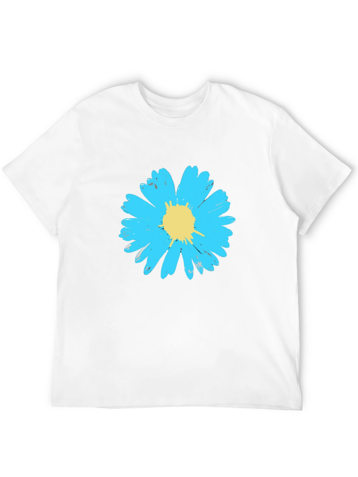 Blue Daisy Graphic Tee - Stylish Mens Black T-Shirt