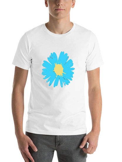 Blue Daisy Graphic Tee - Stylish Mens Black T-Shirt