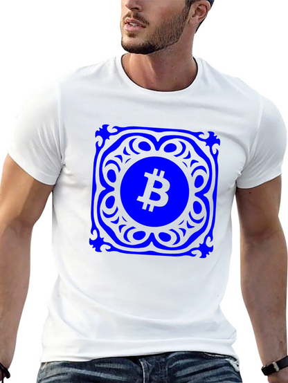 Bitcoin Blue Mandala Graphic Black T-Shirt