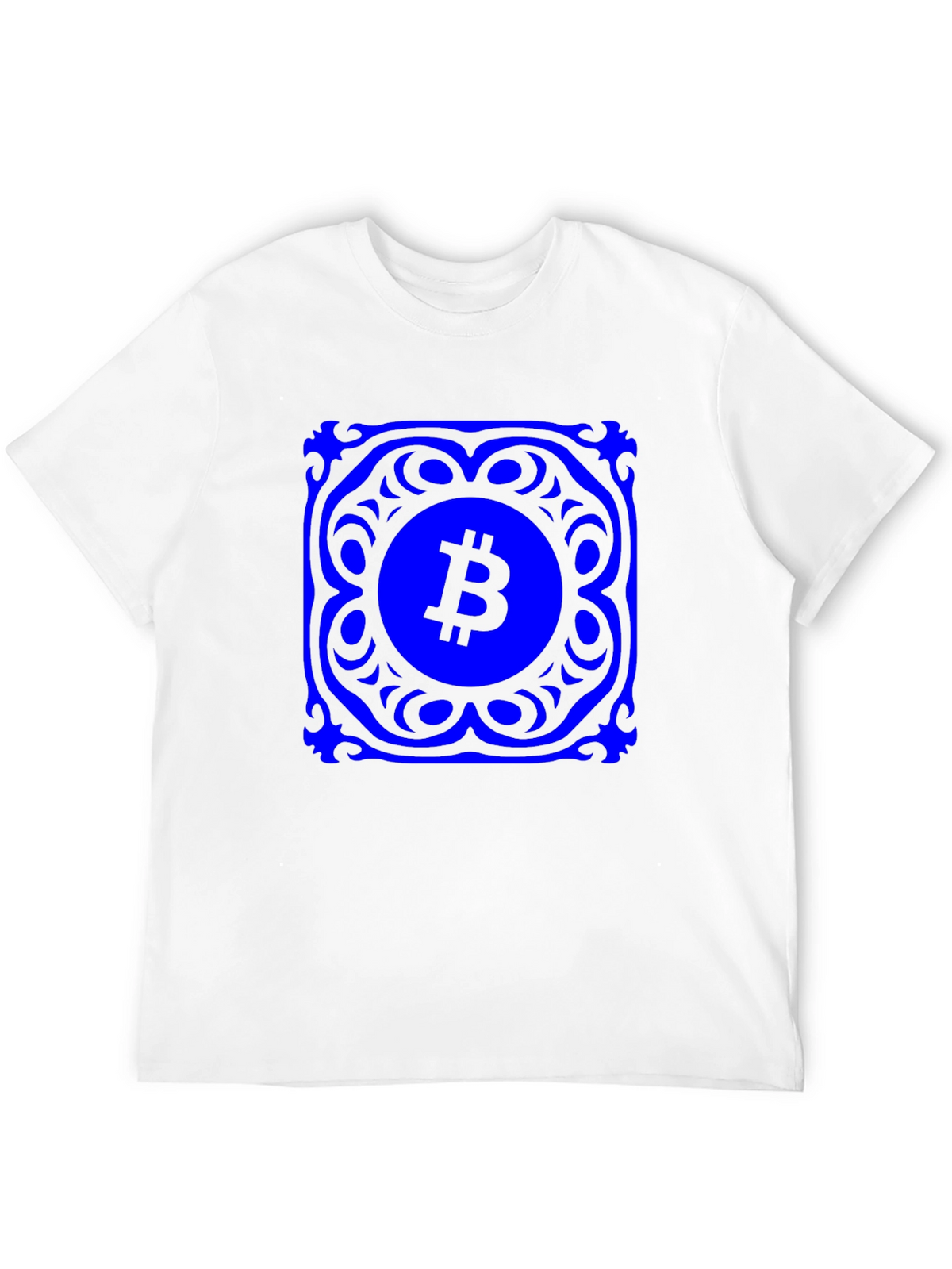 Bitcoin Blue Mandala Graphic Black T-Shirt