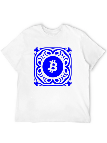 Bitcoin Blue Mandala Graphic Black T-Shirt