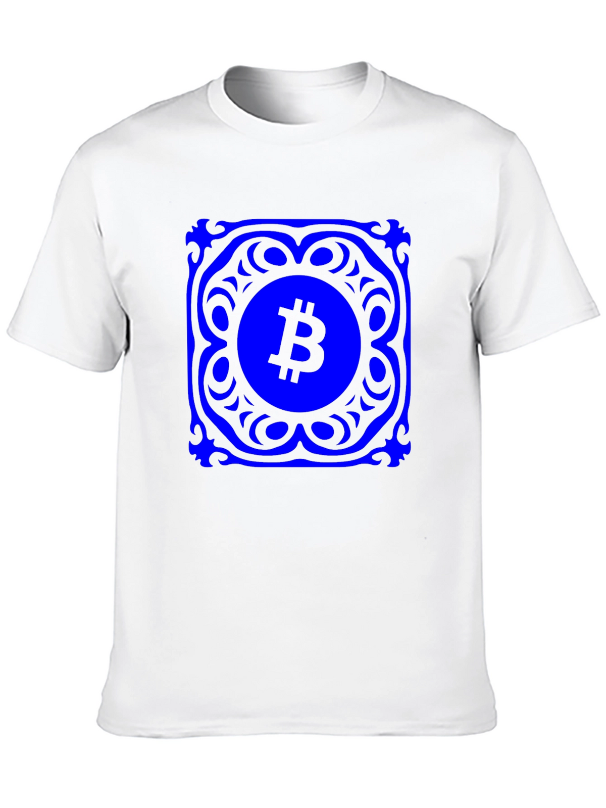 Bitcoin Blue Mandala Graphic Black T-Shirt