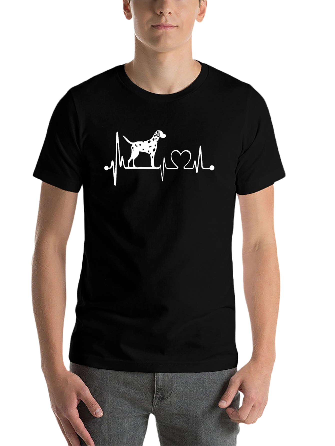 Dog Lover Heartbeat T-Shirt - Dalmatian Design