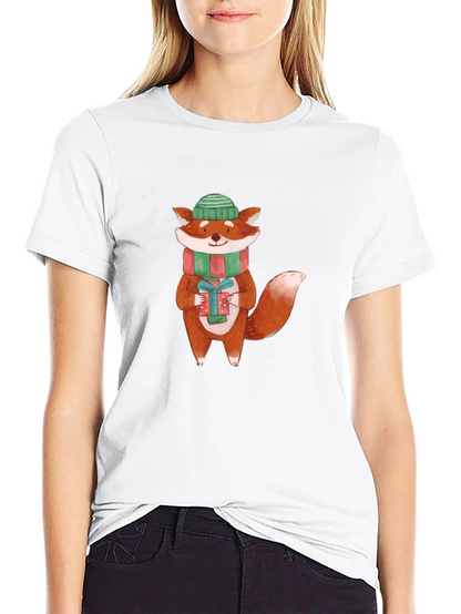 Festive Fox Graphic Tee - Holiday Cheer