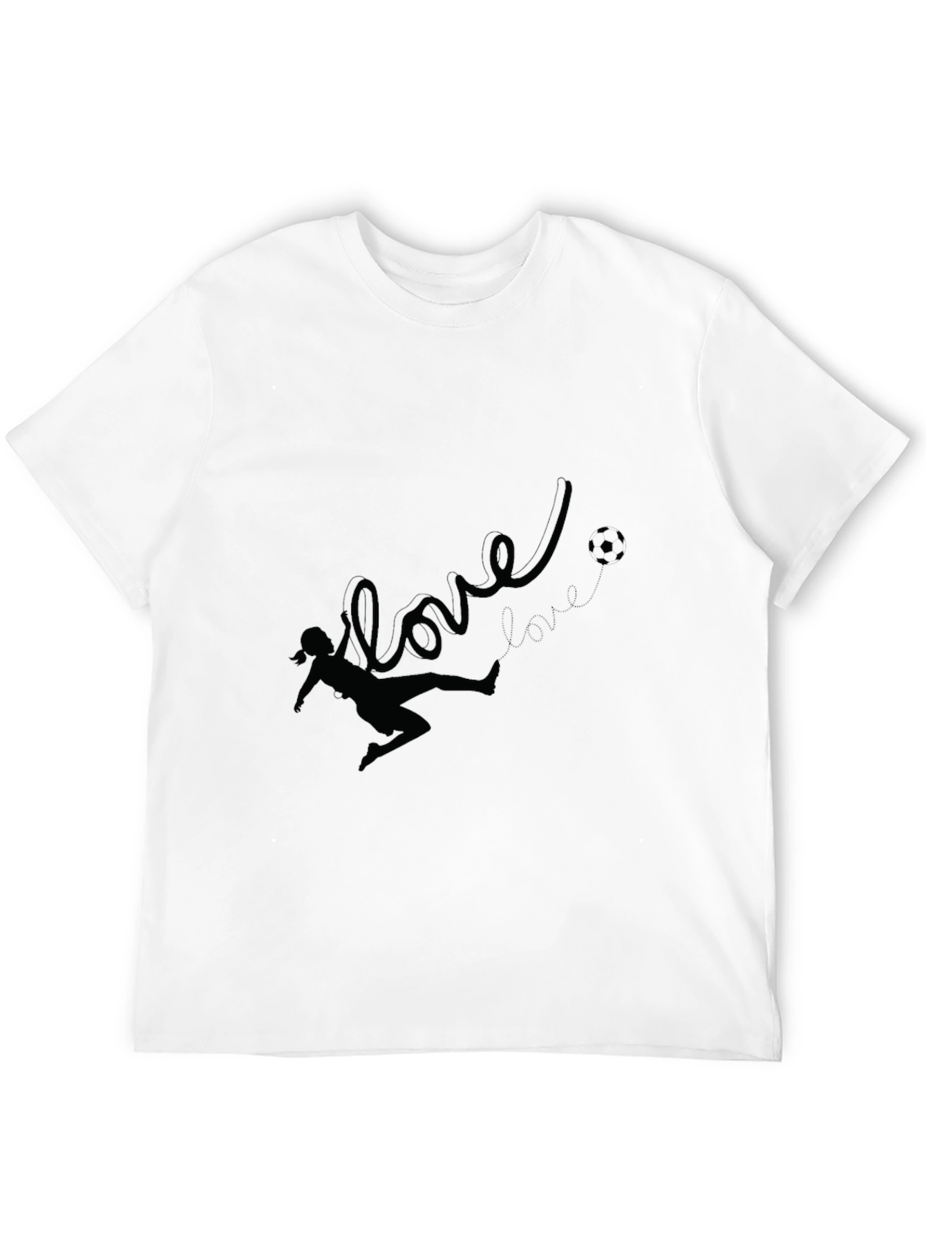 Love Soccer Black T-Shirt for Women