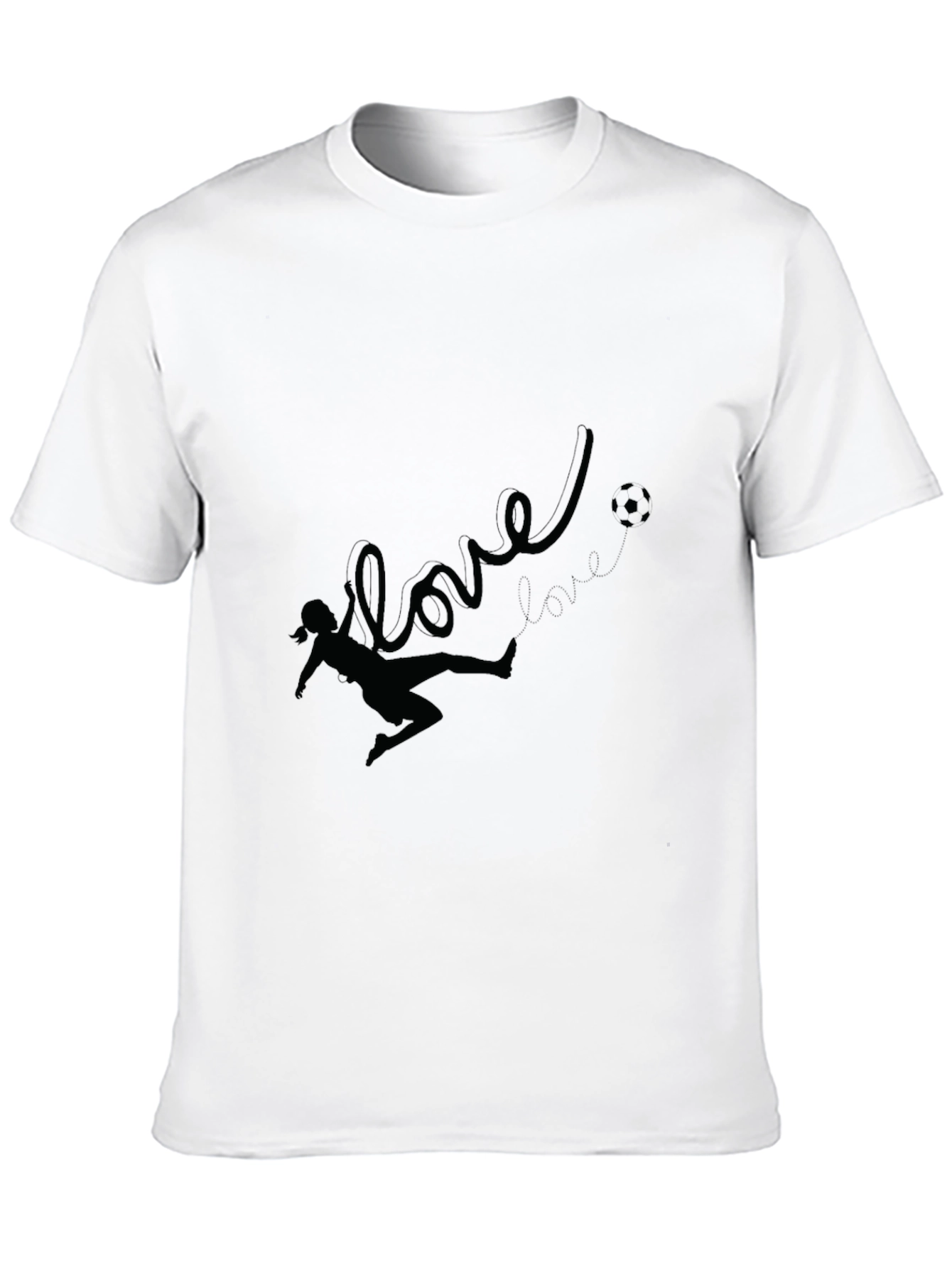 Love Soccer Black T-Shirt for Women