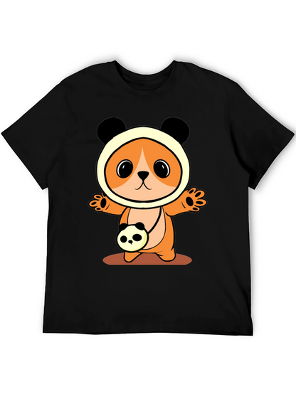 Cute Cartoon Panda Bear T-Shirt - Black