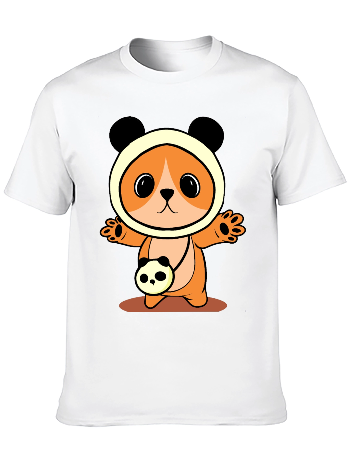 Cute Cartoon Panda Bear T-Shirt - Black