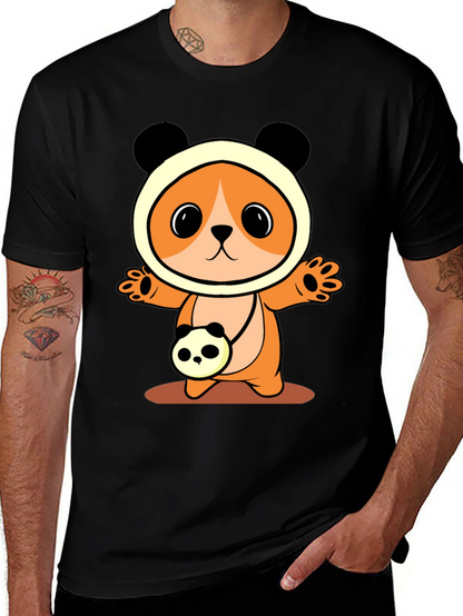 Cute Cartoon Panda Bear T-Shirt - Black