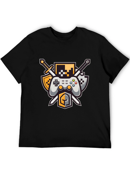 Gamers Crest Black T-Shirt - Sword & Controller