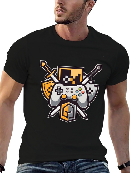 Gamers Crest Black T-Shirt - Sword & Controller
