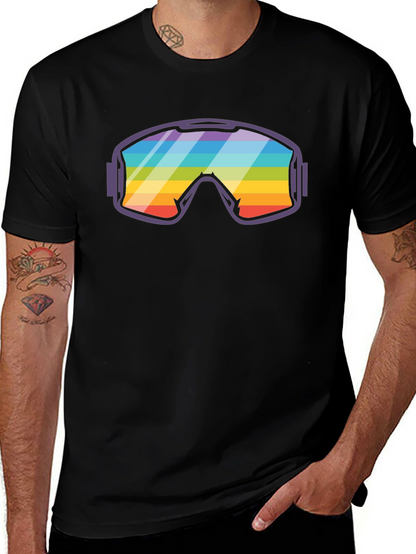 Rainbow Ski Goggles Graphic Tee - Cool & Comfy!