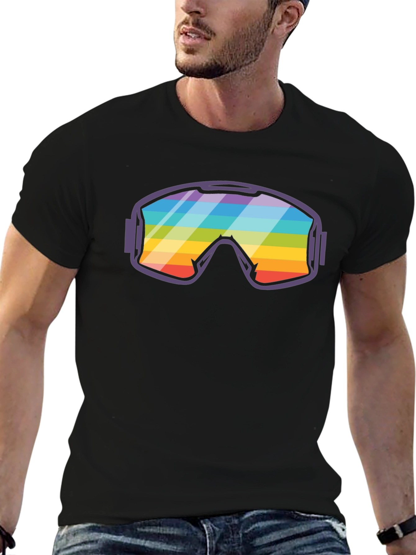 Rainbow Ski Goggles Graphic Tee - Cool & Comfy!