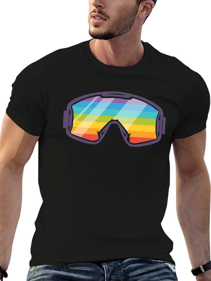 Rainbow Ski Goggles Graphic Tee - Cool & Comfy!