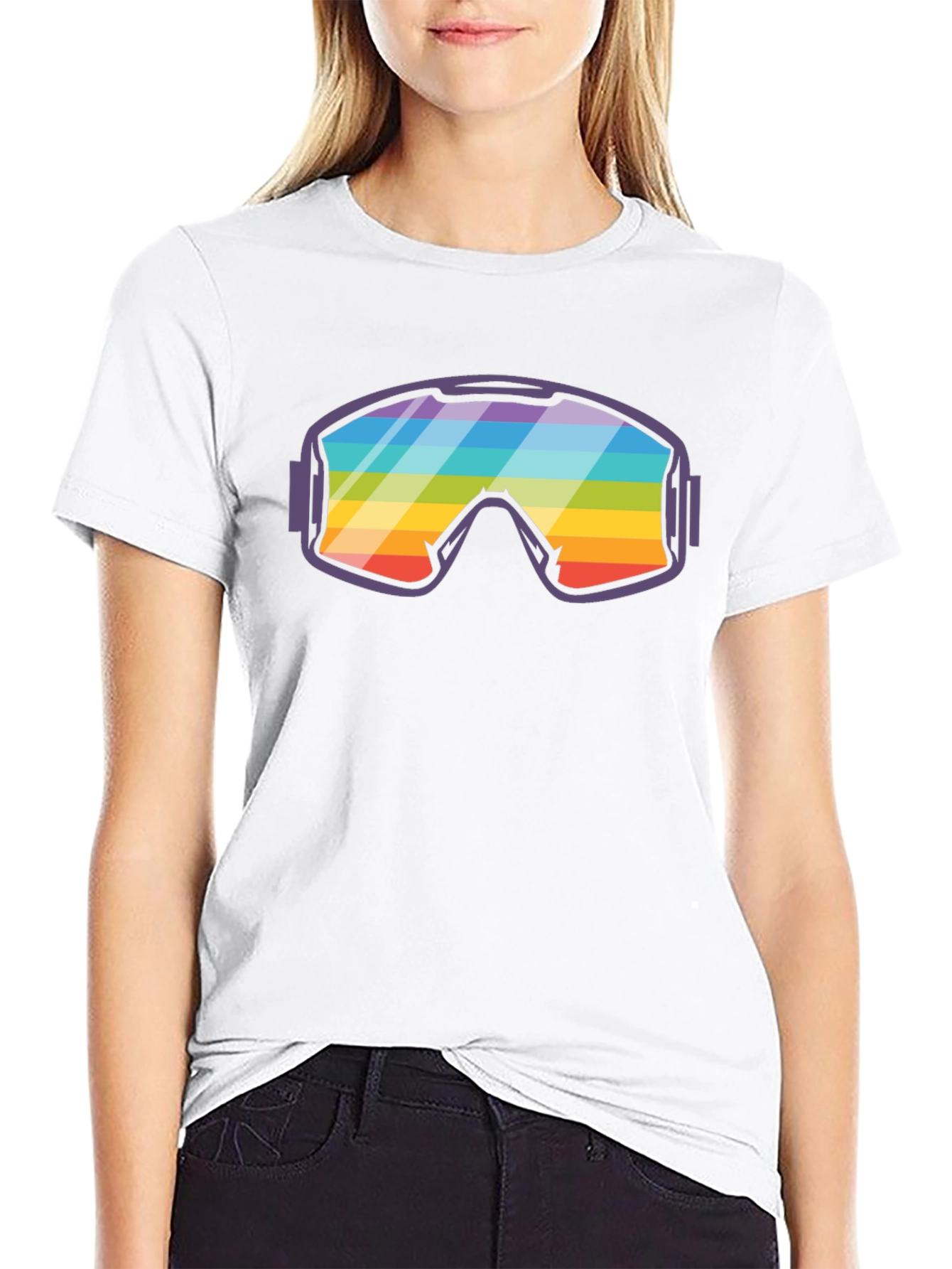 Rainbow Ski Goggles Graphic Tee - Cool & Comfy!