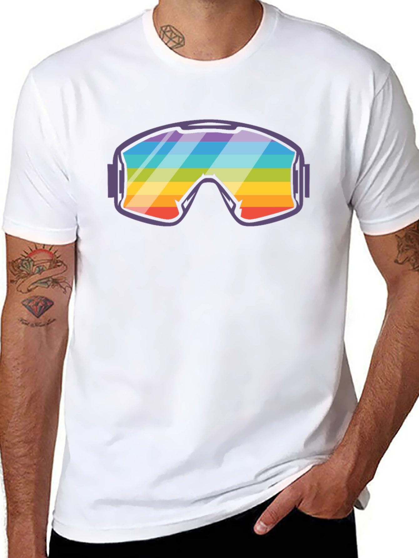 Rainbow Ski Goggles Graphic Tee - Cool & Comfy!