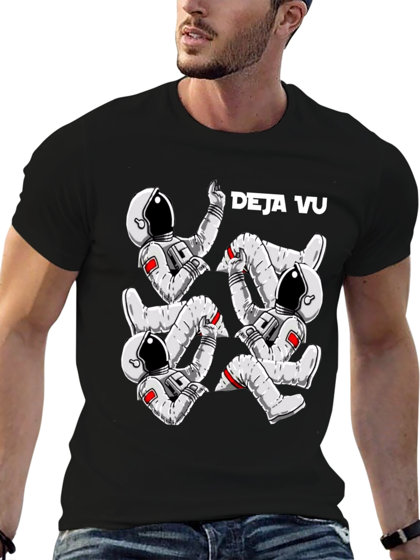 Deja Vu Astronaut Black T-Shirt