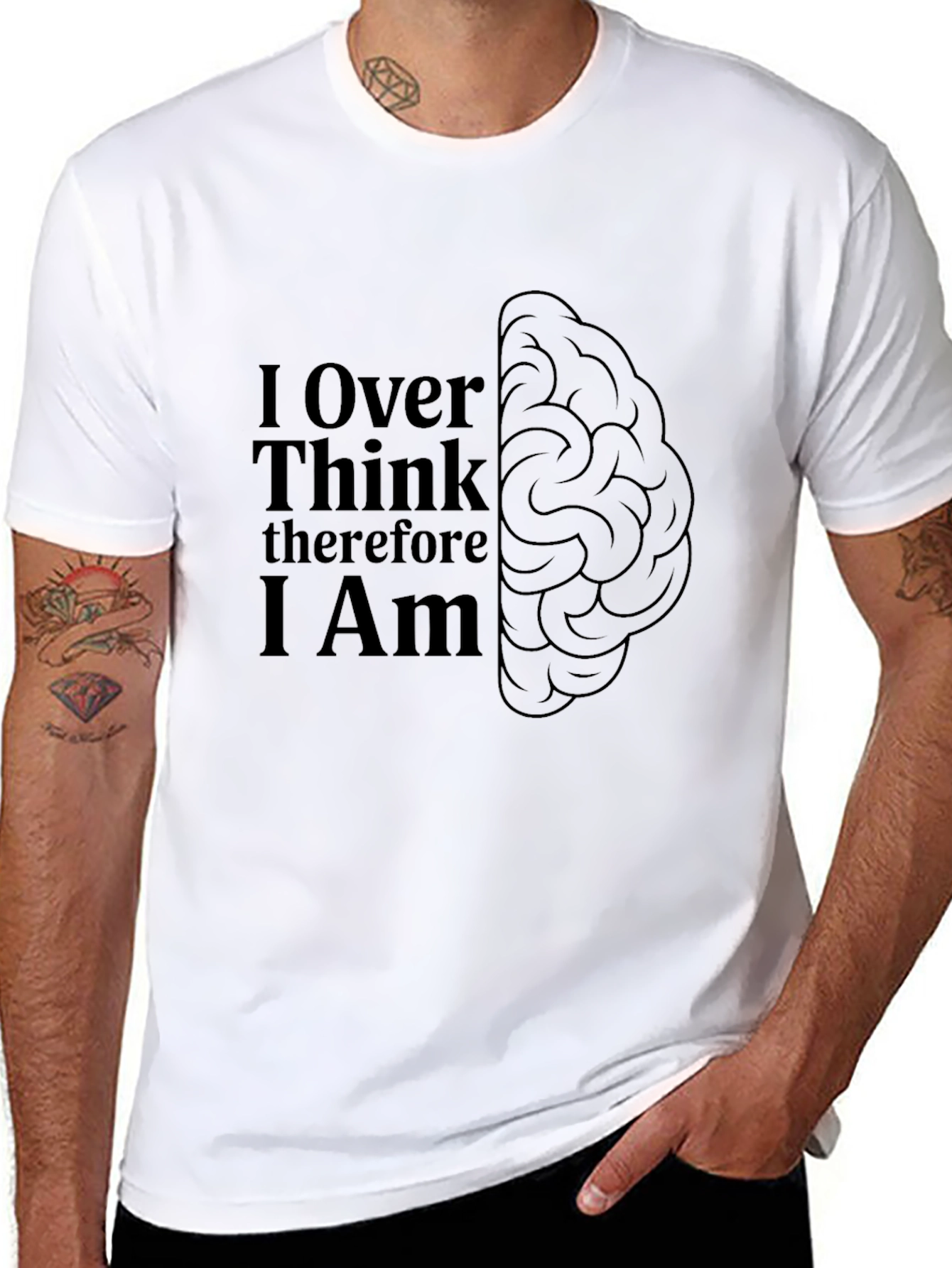 Over Think Brain Tee - Mens Black Graphic T-Shirt