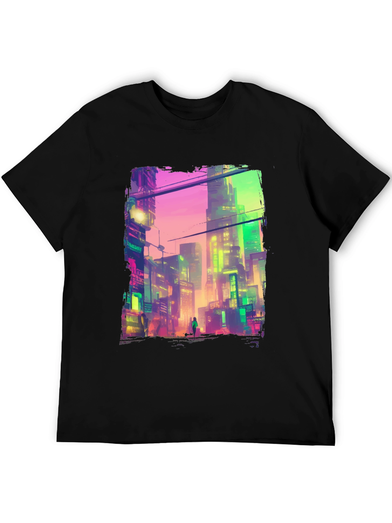 Cyberpunk City Graphic Tee - Futuristic Style