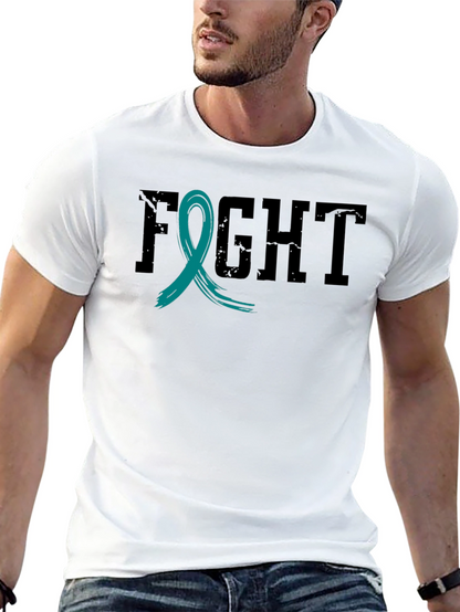 Fight Cancer Awareness Ribbon T-Shirt - Black