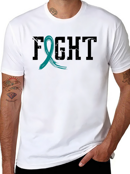 Fight Cancer Awareness Ribbon T-Shirt - Black