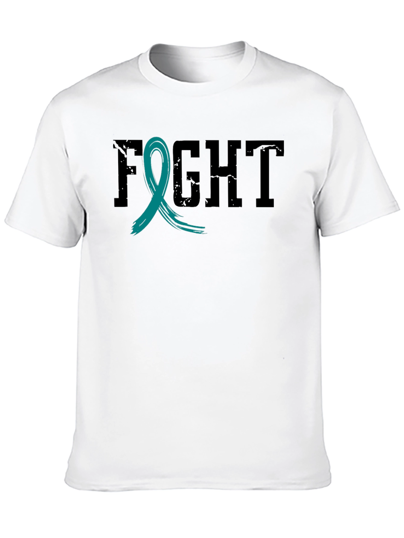 Fight Cancer Awareness Ribbon T-Shirt - Black