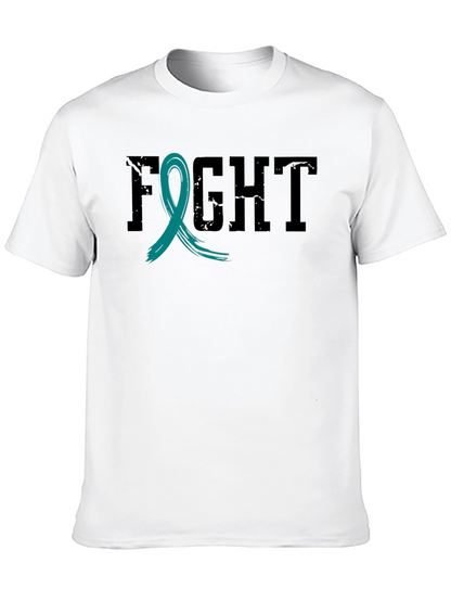 Fight Cancer Awareness Ribbon T-Shirt - Black