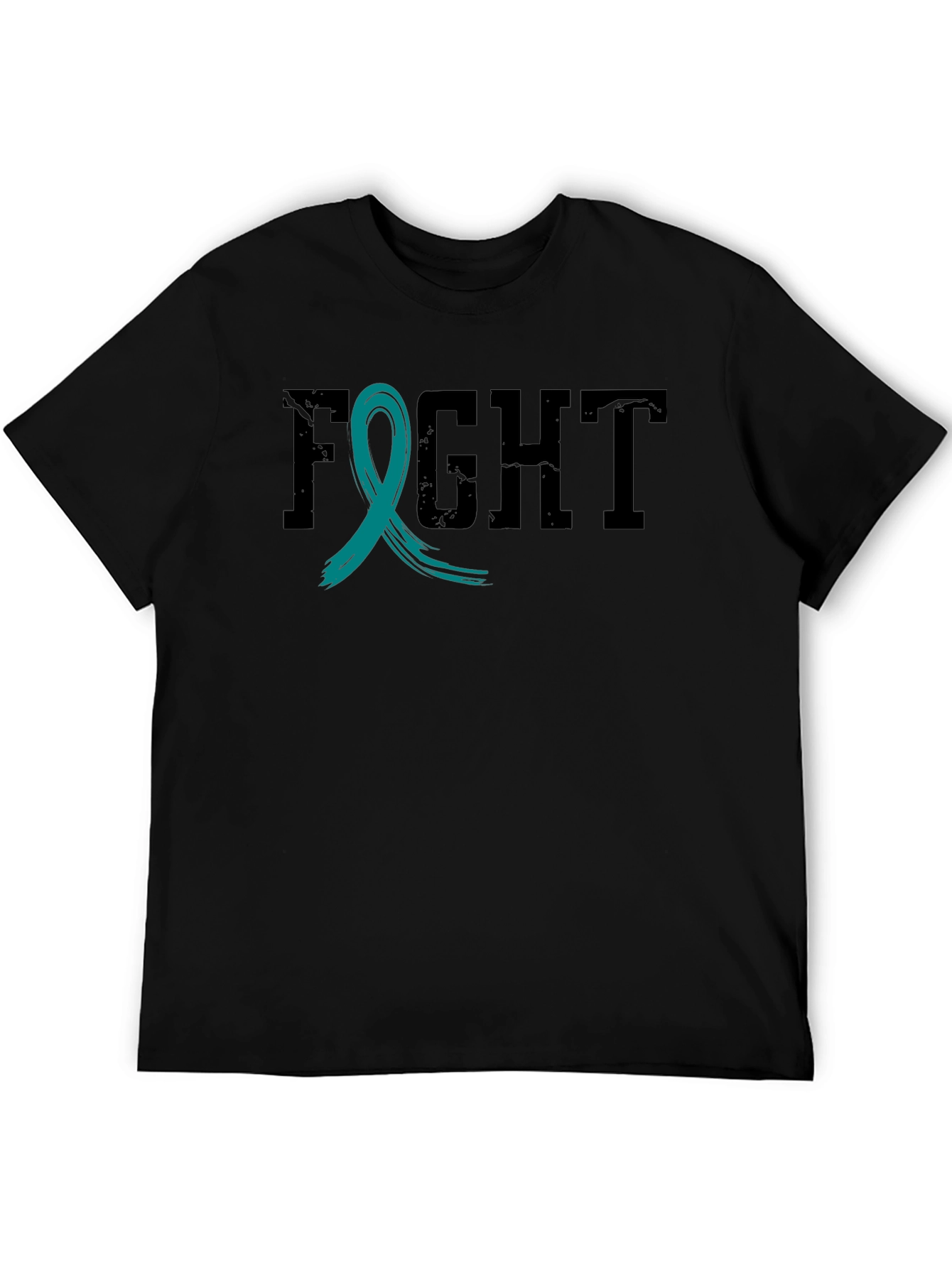 Fight Cancer Awareness Ribbon T-Shirt - Black