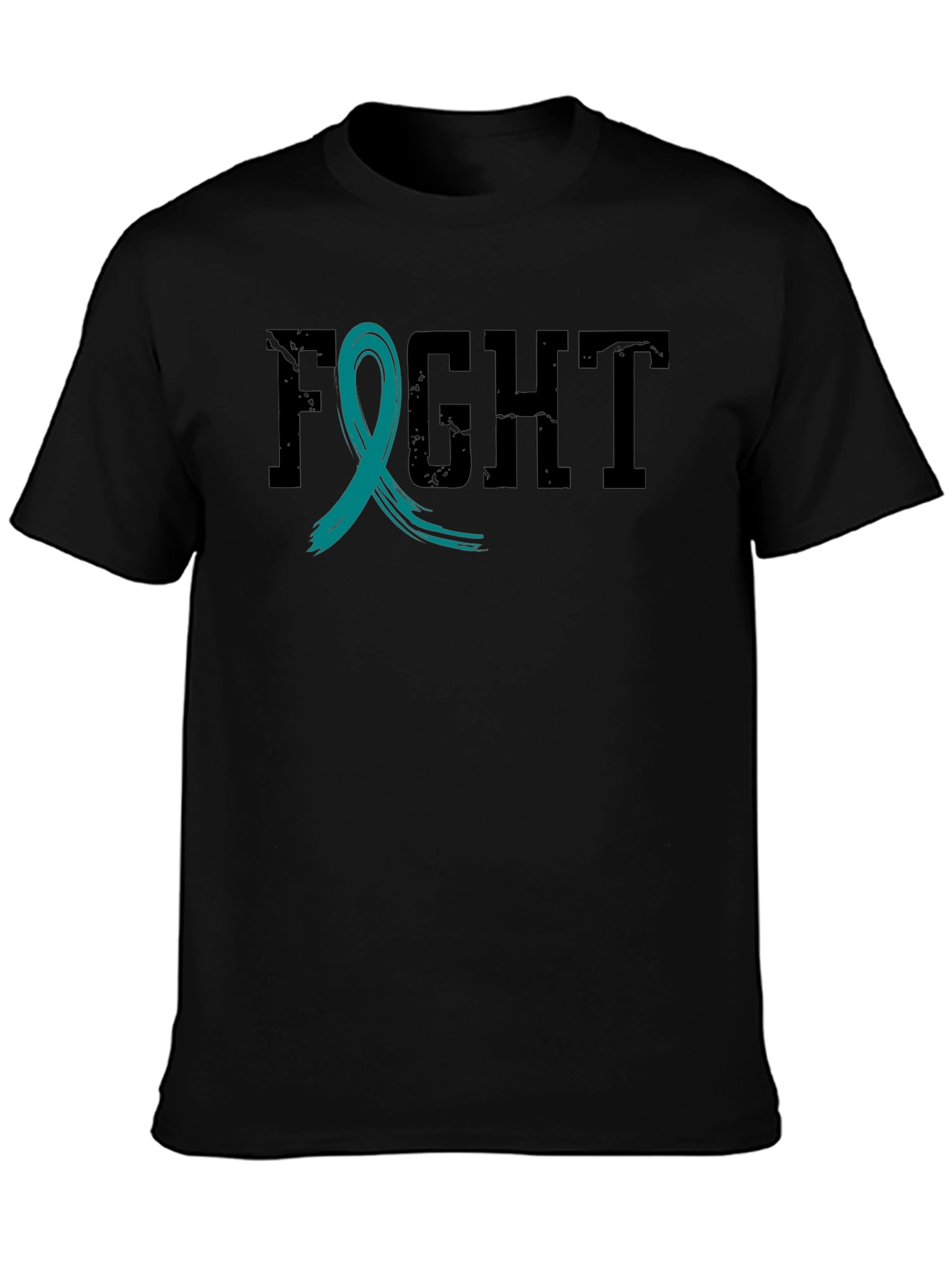 Fight Cancer Awareness Ribbon T-Shirt - Black