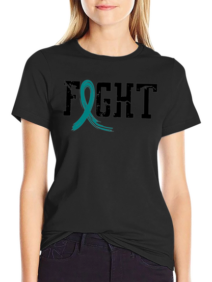 Fight Cancer Awareness Ribbon T-Shirt - Black