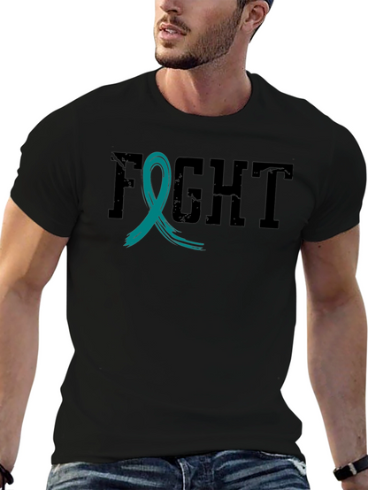 Fight Cancer Awareness Ribbon T-Shirt - Black