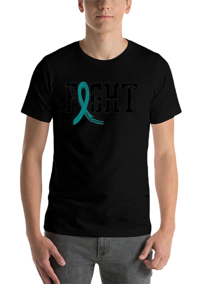 Fight Cancer Awareness Ribbon T-Shirt - Black