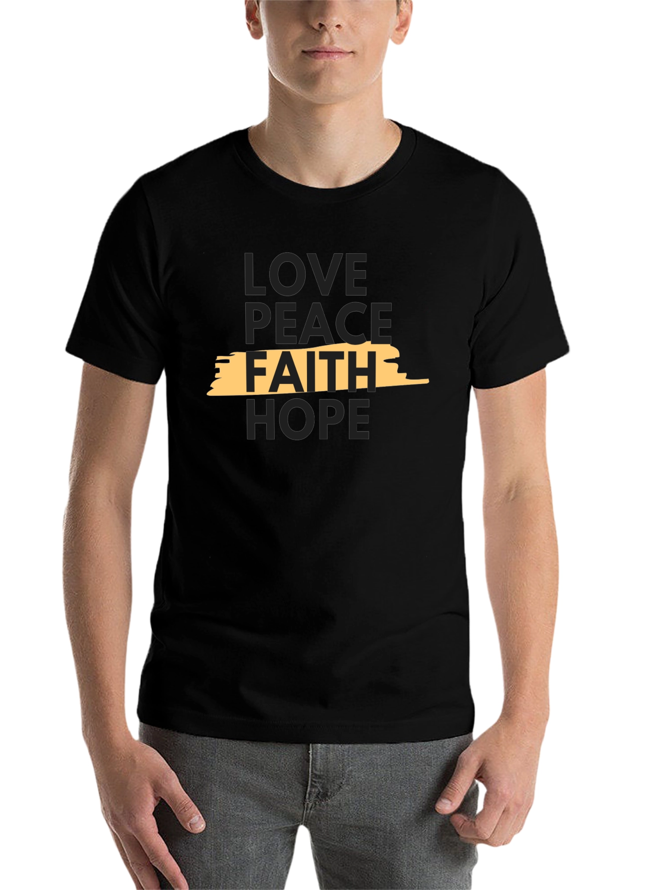 Faith Love Peace & Hope Black T-Shirt