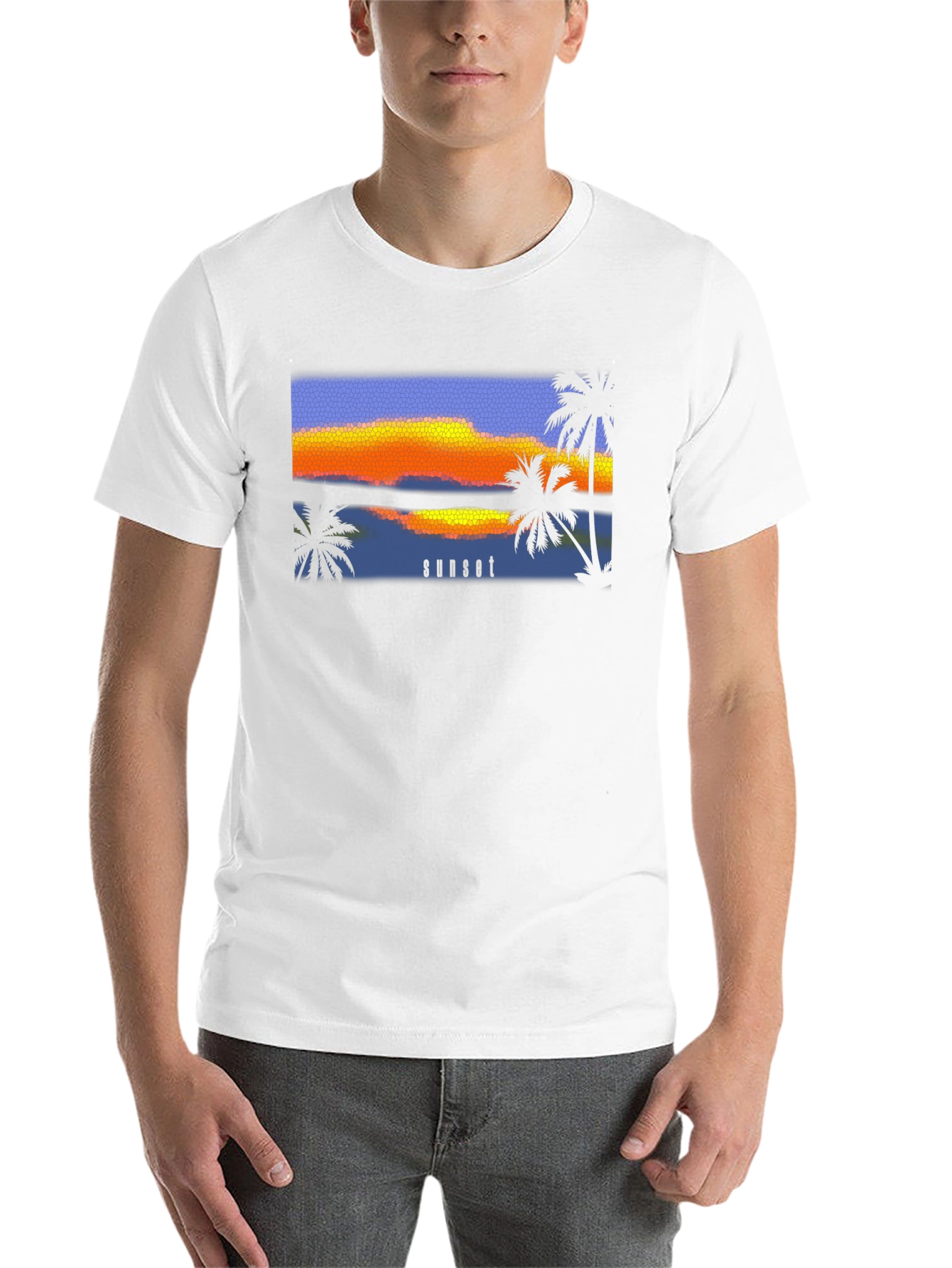 Sunset Palm T-Shirt - Black Graphic Tee