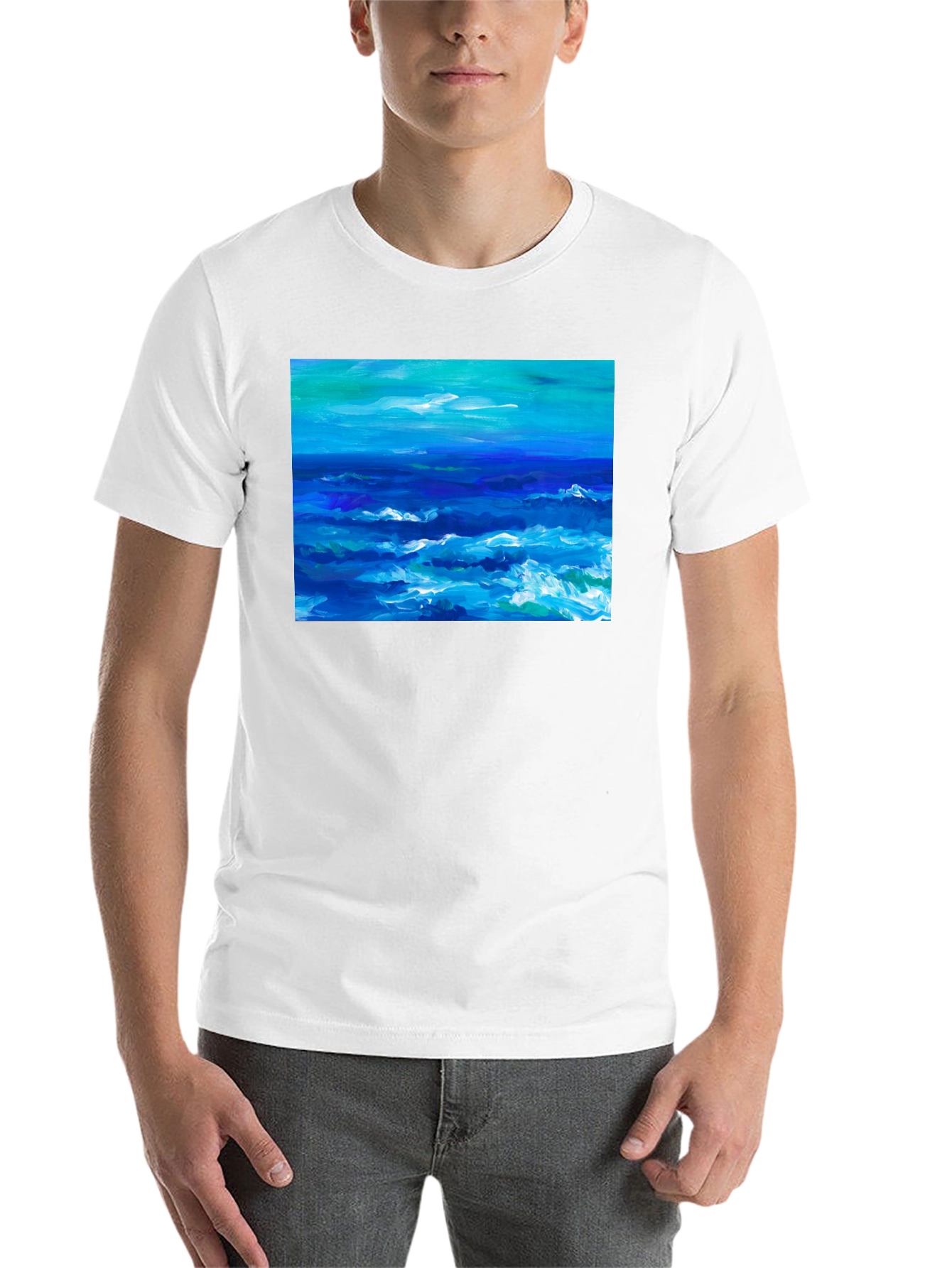 Ocean Wave Art Black T-Shirt