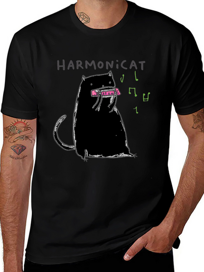 Harmonicat Black T-Shirt - Cat Lover Music Tee