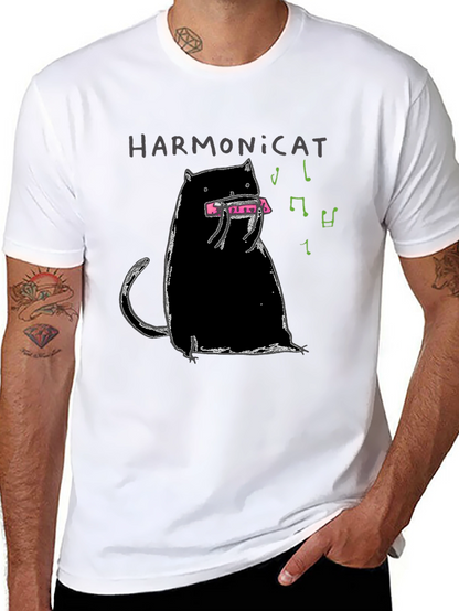 Harmonicat Black T-Shirt - Cat Lover Music Tee