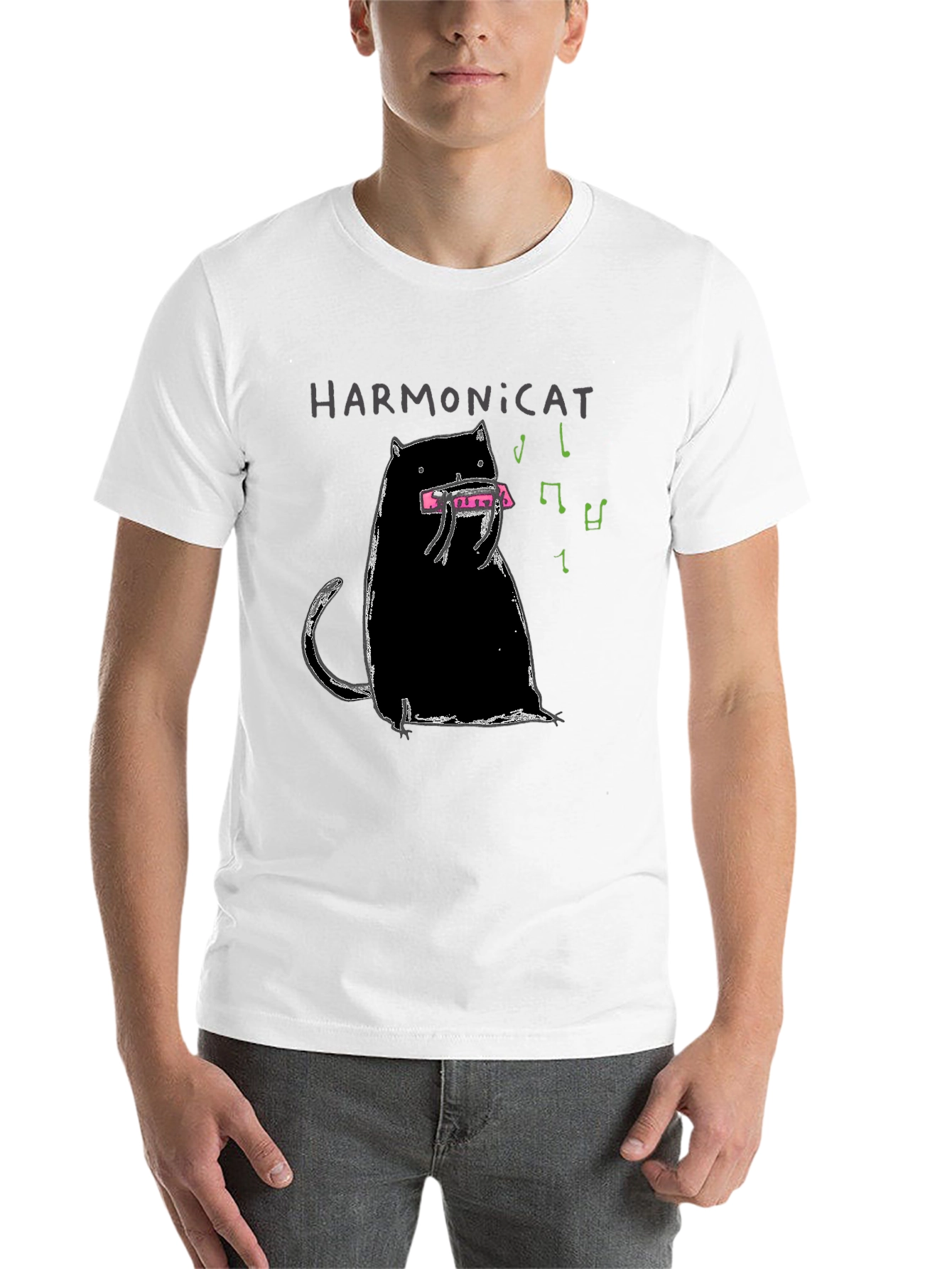 Harmonicat Black T-Shirt - Cat Lover Music Tee