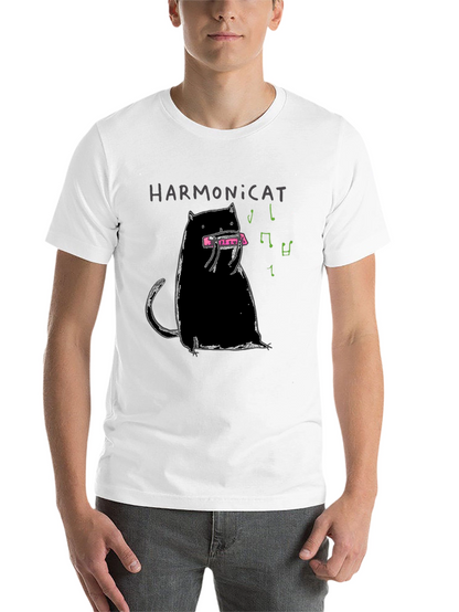 Harmonicat Black T-Shirt - Cat Lover Music Tee