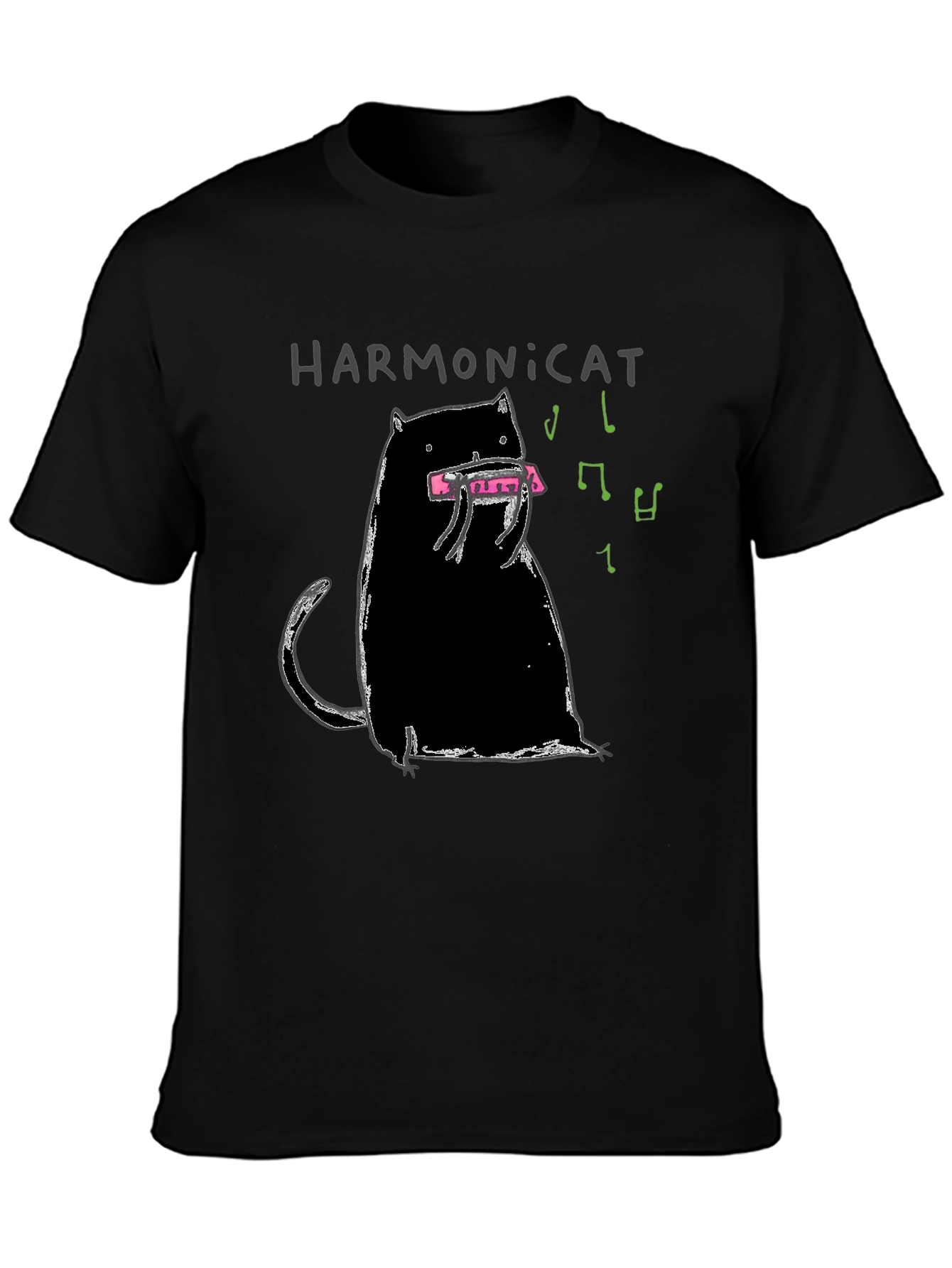 Harmonicat Black T-Shirt - Cat Lover Music Tee