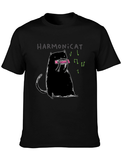 Harmonicat Black T-Shirt - Cat Lover Music Tee