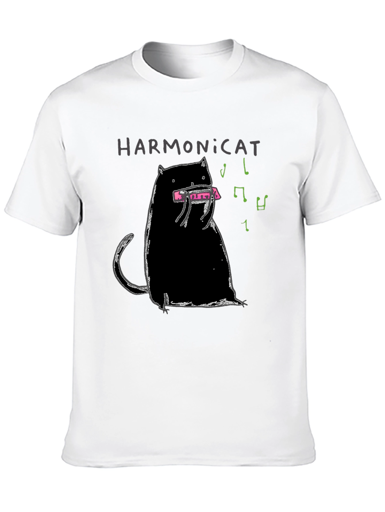 Harmonicat Black T-Shirt - Cat Lover Music Tee