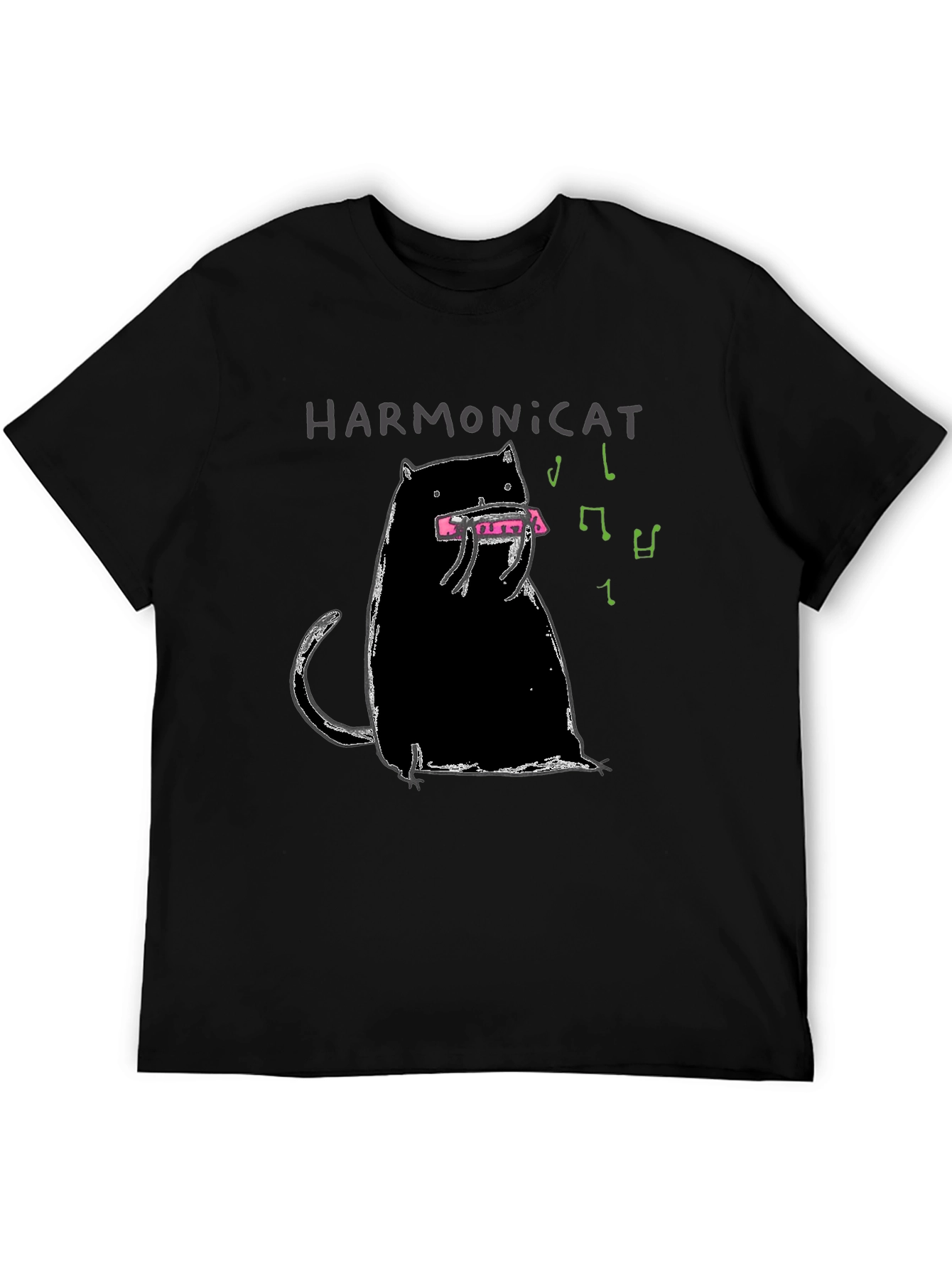 Harmonicat Black T-Shirt - Cat Lover Music Tee