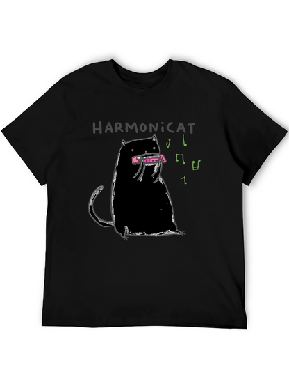 Harmonicat Black T-Shirt - Cat Lover Music Tee