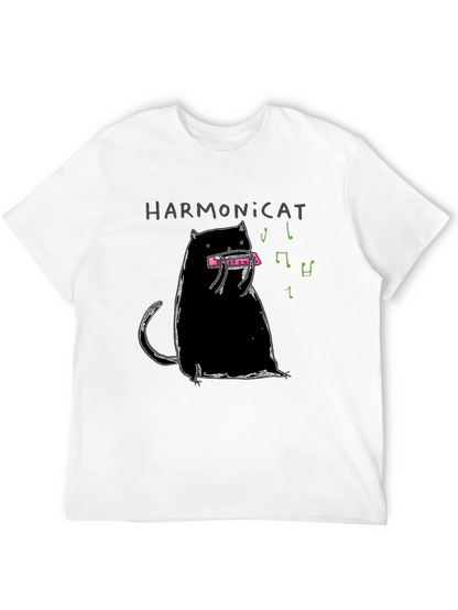 Harmonicat Black T-Shirt - Cat Lover Music Tee